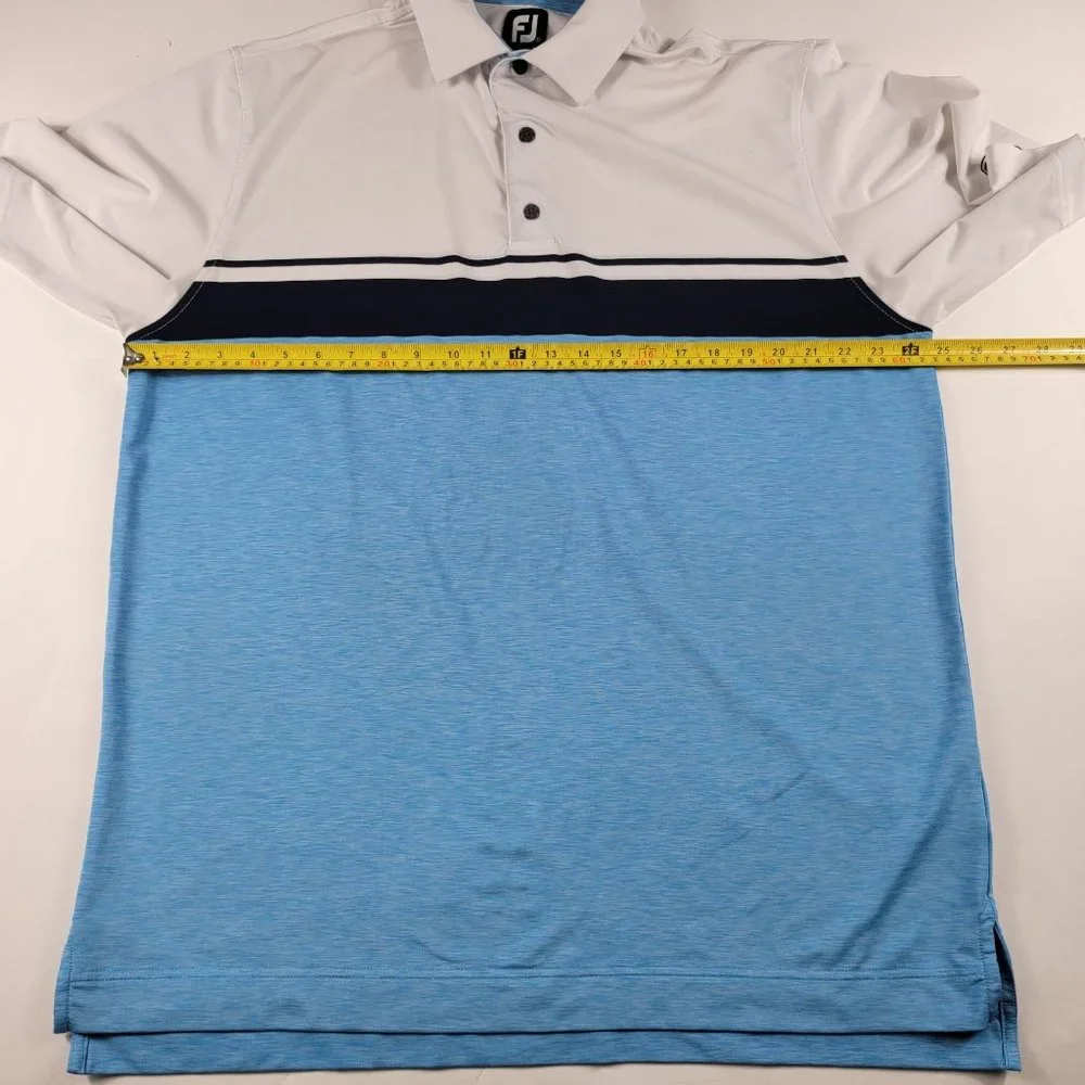 FootJoy Mens XL John Hall Cup 2018 Short Sleeve Blue White Solid Polo